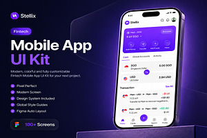 Fintech Mobile App UI Kit, an UI Kit Template by Lumina_ui_ux202