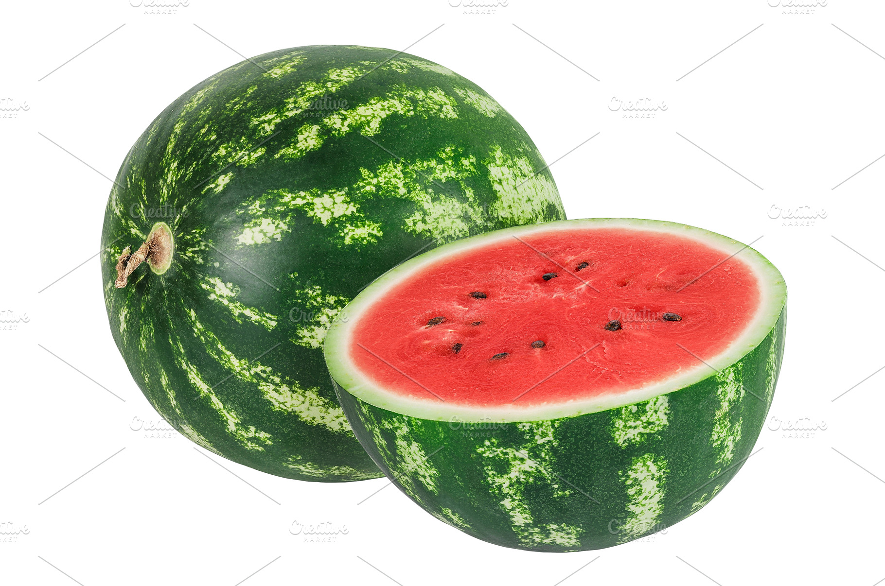 half of watermelon isolated on white, a Food & Drink Photo by NataPhoto