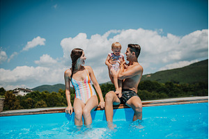 Young family with small daughter in