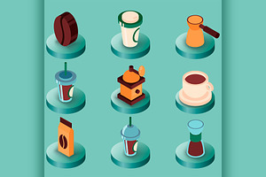 Coffee Colored Isometric Icons