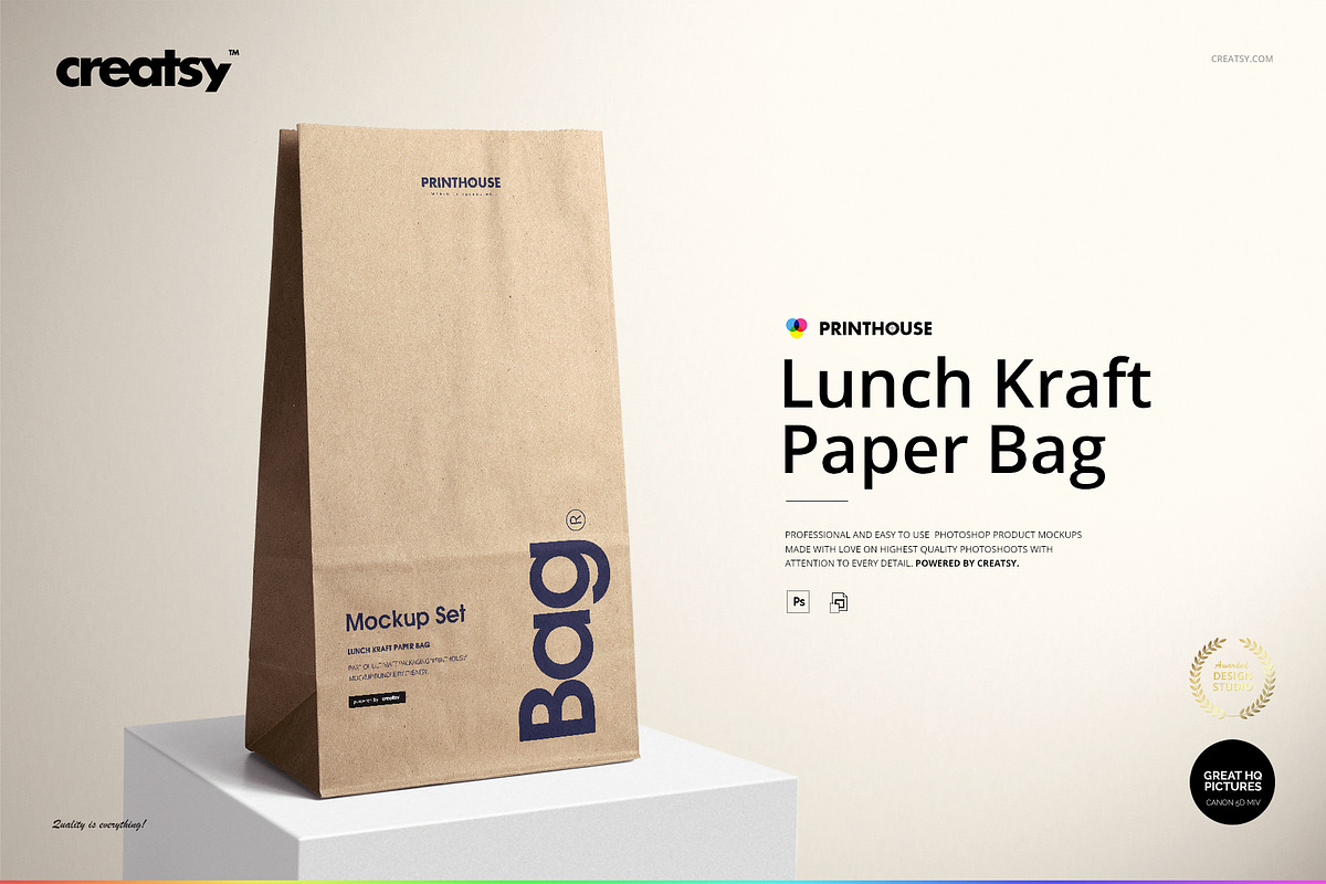 Lunch Kraft Paper Bag Mockup Set, a Household Mockup by creatsy5 (Photo 1 of 13)