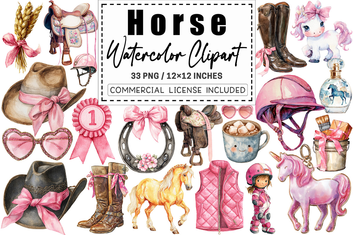 Watercolor Horse Clipart, a Graphic by CitraGraphics (Photo 1 of 4)