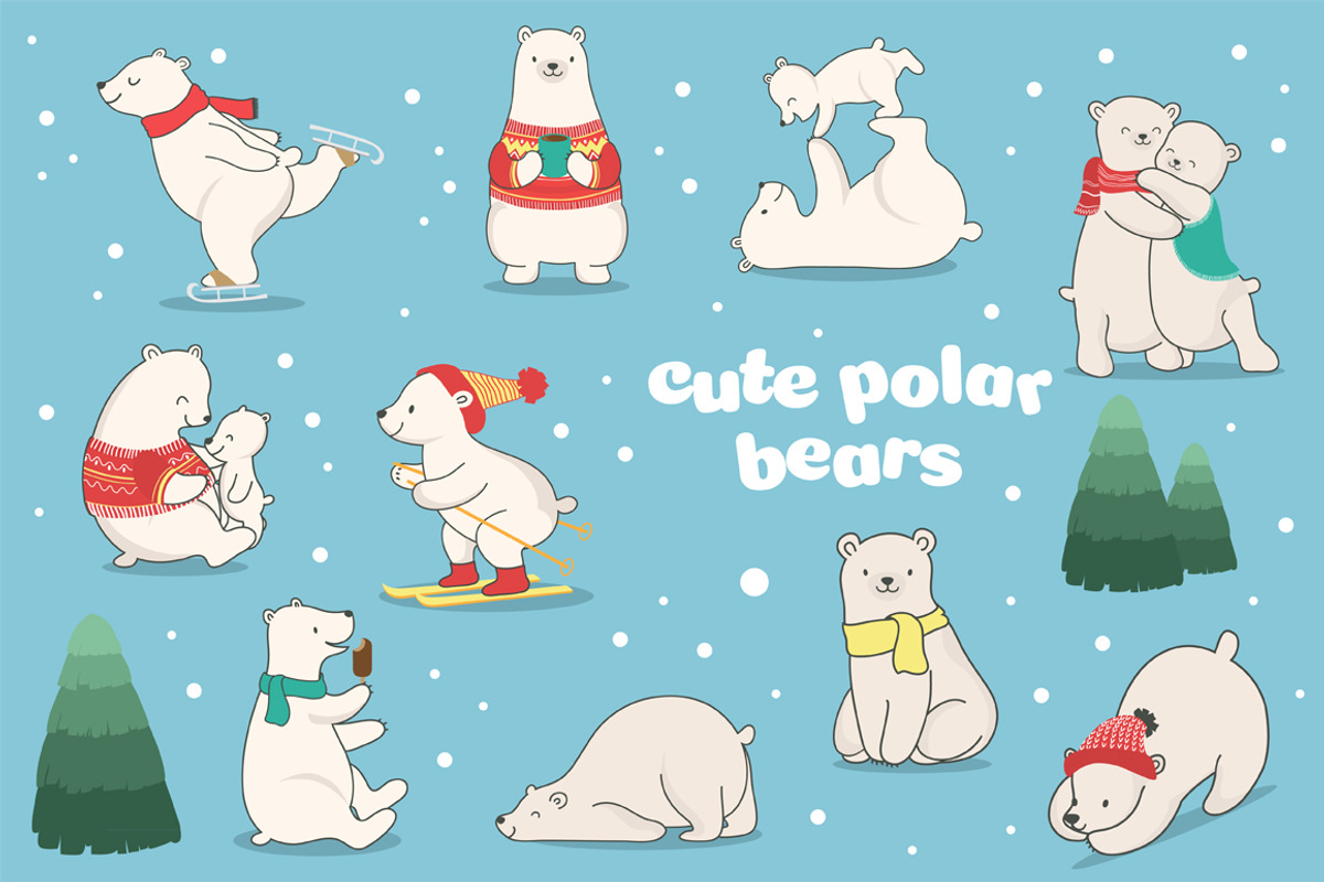 Hello Polar Bear!- clipart set, a Graphic by ComelyPics Shop (Photo 2 of 9)