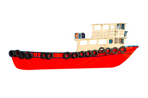 Tugboat towboat tow boat pusher ship, a Transportation Photo by Vapi