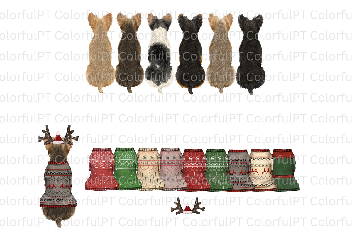Christmas Yorkie Clipart, an Animal Illustration by ColorfulPT (Photo 3 of 5)