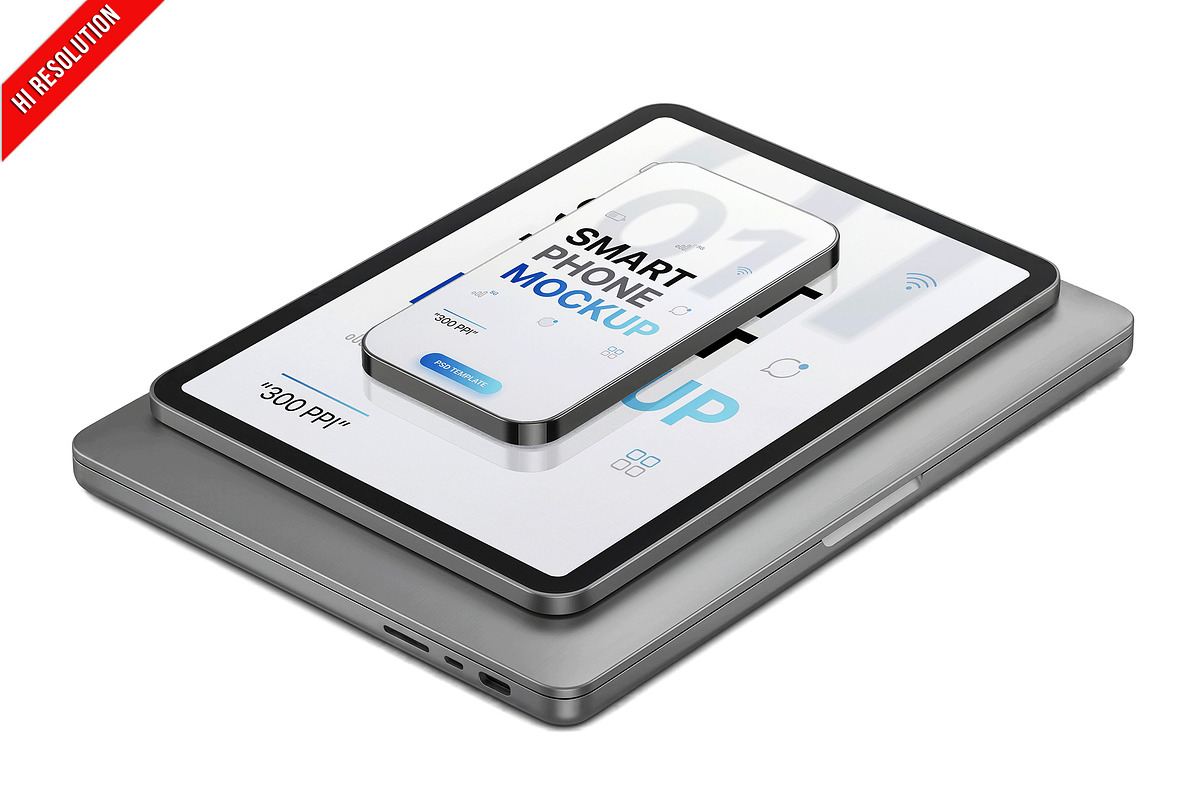 Device Stack PSD, a Wearable Device Mockup by Bruno's Shop (Photo 1 of 3)
