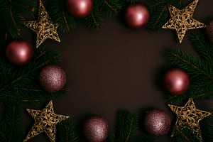 Pink christmas balls background, a Holiday Photo by hitdelight