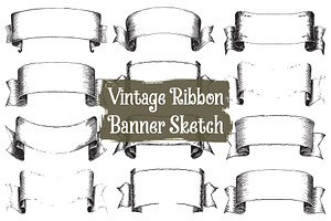 Sketch Style Ribbon Vector Bundle, an Illustration by hafijul