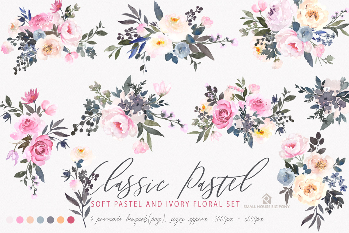 Watercolor Flowers: CLASSIC PASTEL, a Graphic by SmallHouseBigPony (Photo 15 of 18)