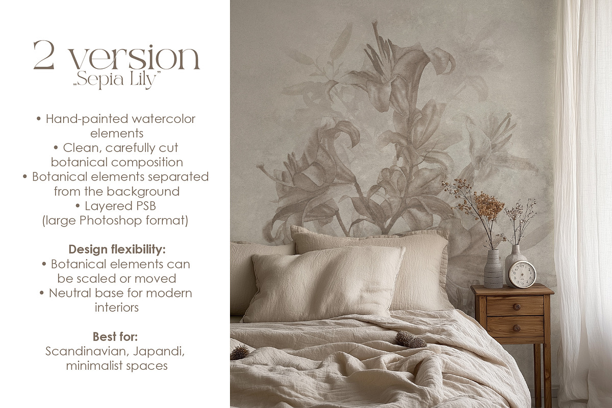 Timeless Lily wall mural set, a Wallpaper Graphic by Timofi Art (Photo 7 of 13)