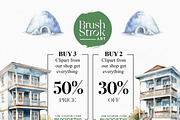 Watercolor Houses Clipart, Townhouse, a Decorative Illustration by BrushstrokeArtGB (Thumbnail 10 of 10)