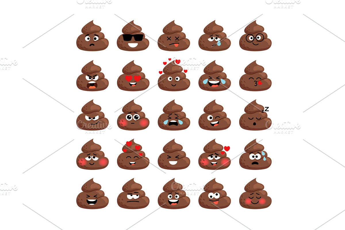 Set of cut poop emoticon smileys, a Graphic by Stock-Smart-Start