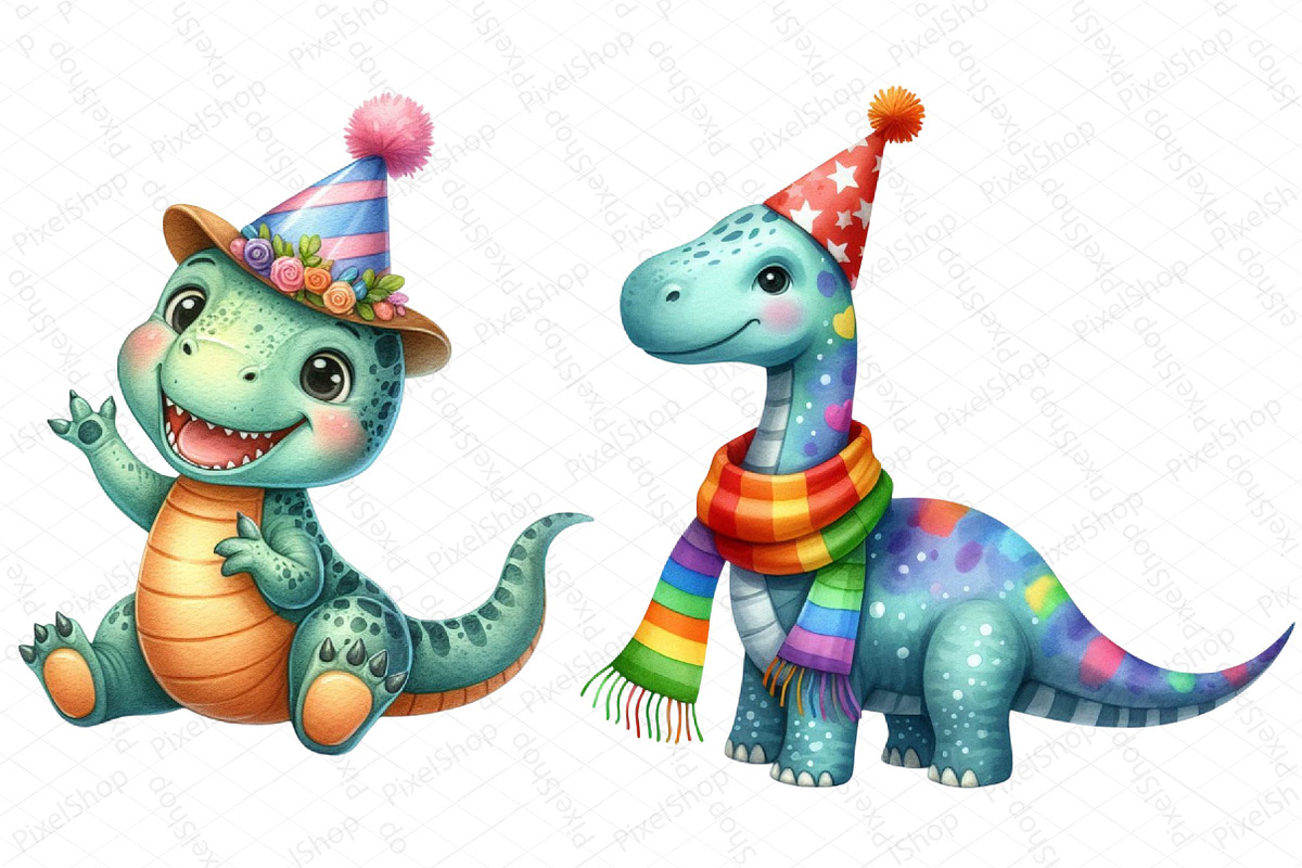 Dinosaurs Watercolor Clipart, an Illustration by DreamPrint404 (Photo 4 of 4)