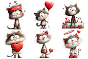 Watercolor Cute Valentines Kittens, an Illustration by Pixels.Craft (Thumbnail 5 of 5)