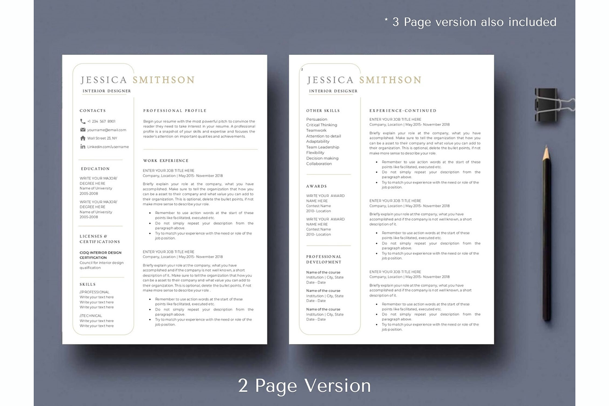Interior Designer Resume Template, a Resume Template by Climbwithelevator (Photo 2 of 10)