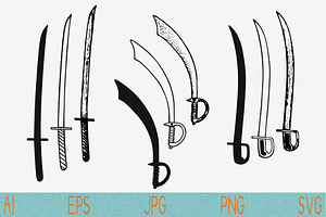 Katana Swords, Medieval Sabers Svg