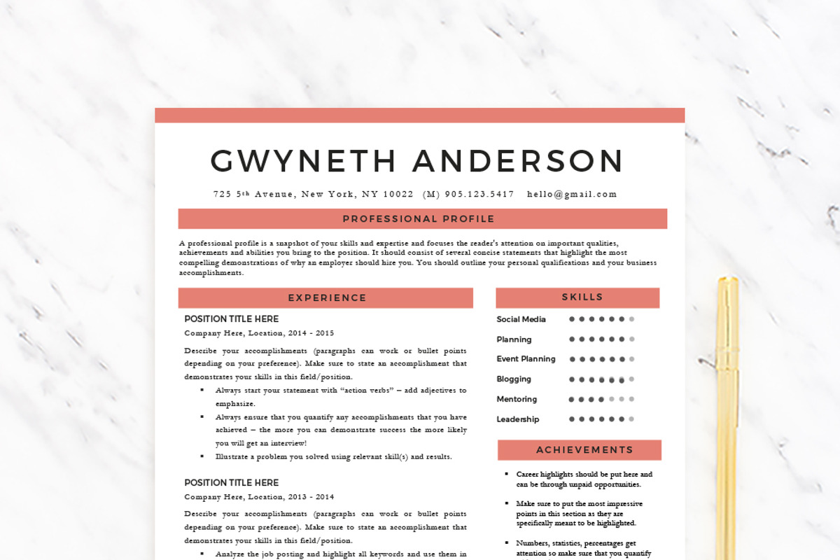 Resume Template Gwyneth, a Resume Template by Resume Template Shoppe (Photo 4 of 5)