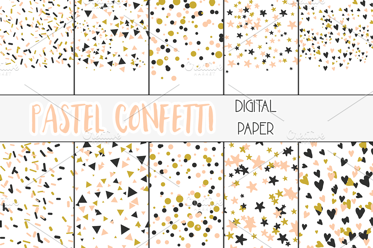 pastel confetti digital paper, a Pattern Graphic by TeaBerry