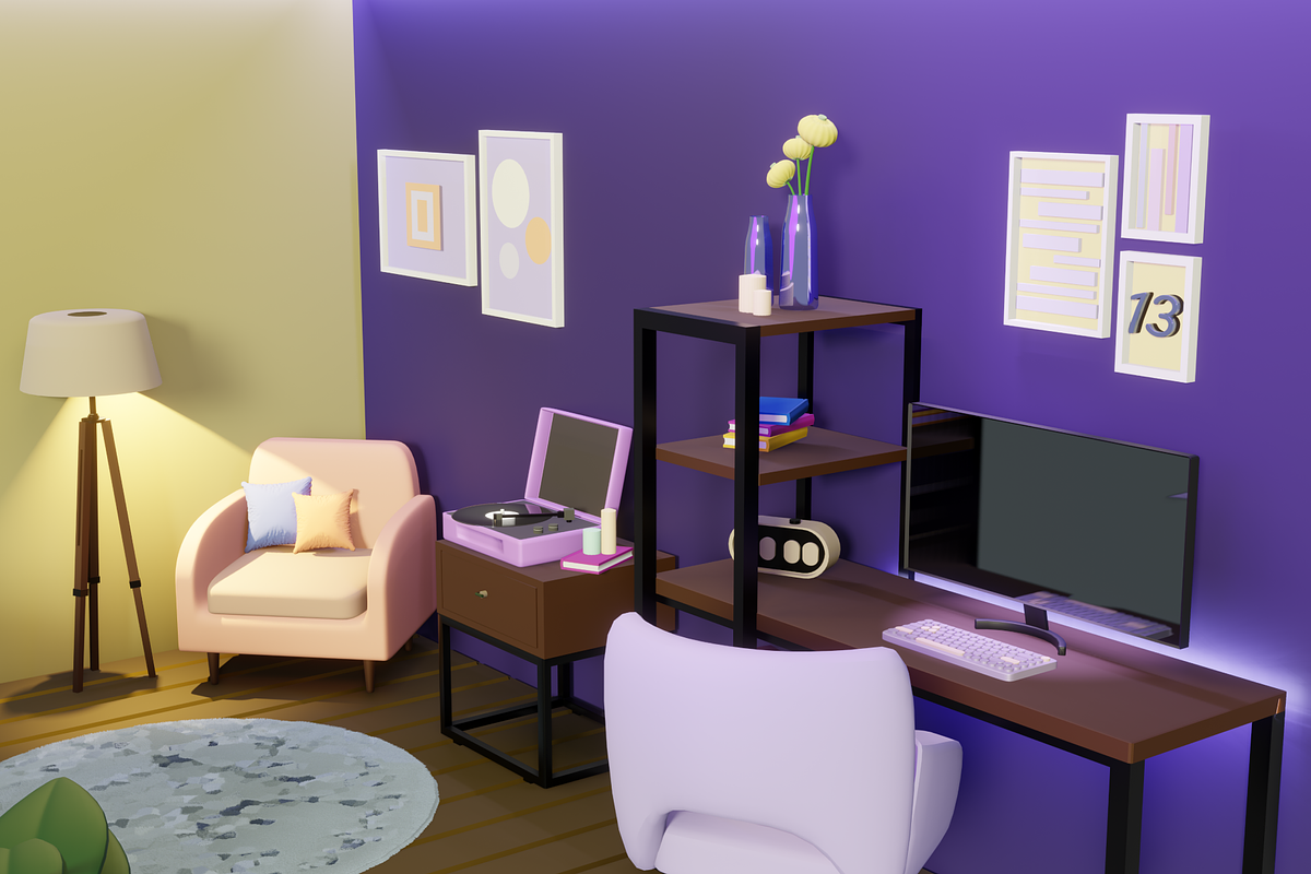 3D room with a workplace, an Architecture 3D Model by Laimmilka (Photo 3 of 3)