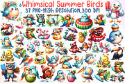 Quirky Whimsical Summer Birds Clipar, an Illustration by Sublimation Artist (Thumbnail 1 of 6)