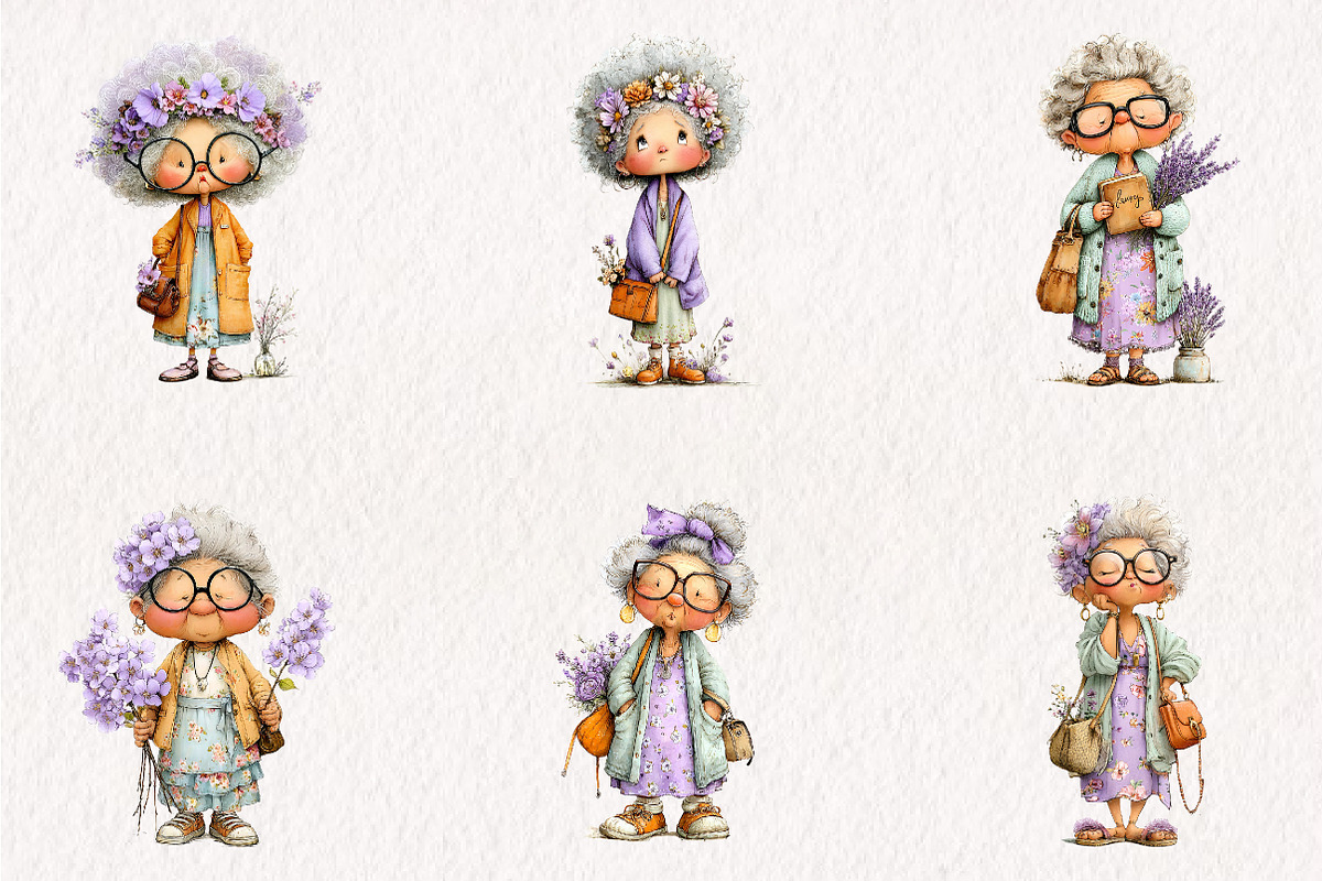 Summer Funny Grandma Clipart, an Illustration by CreationArt (Photo 7 of 7)