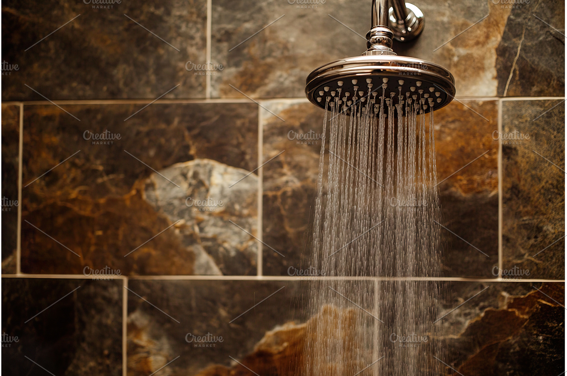 Flowing water from showerhead, an Architecture Photo by Lermont51
