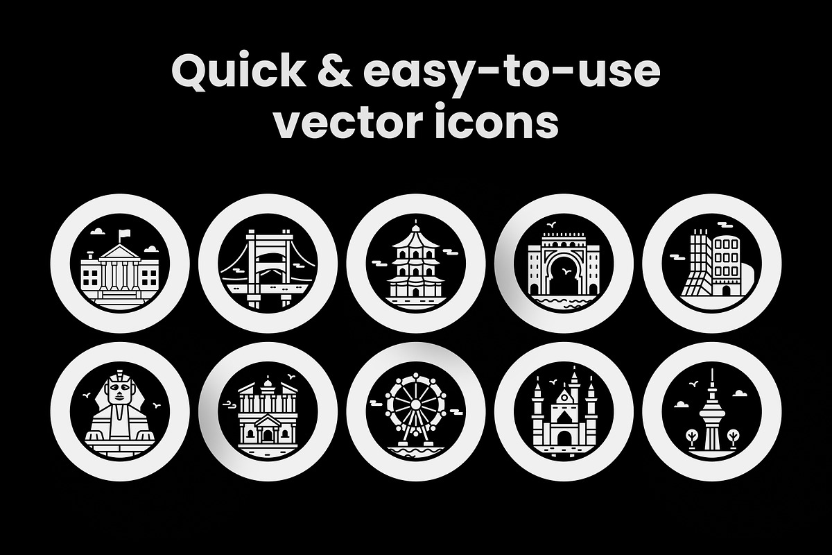 World Famous Landmarks Icons, a Solid Icon by Prosymbols (Photo 2 of 7)