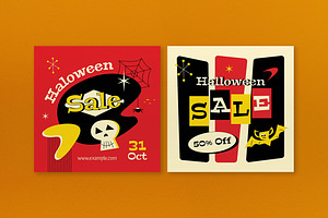 Mid Century Halloween Sale Banner