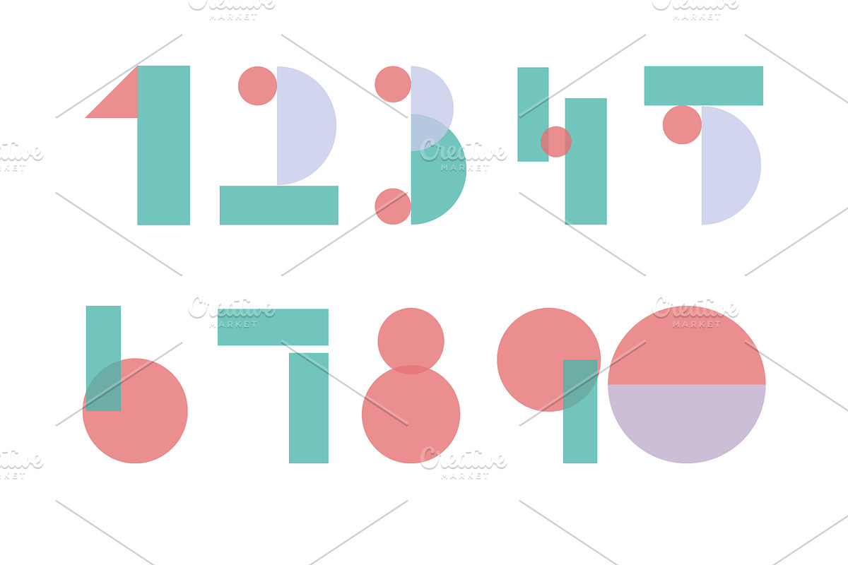 Numbers letter abstract vector set