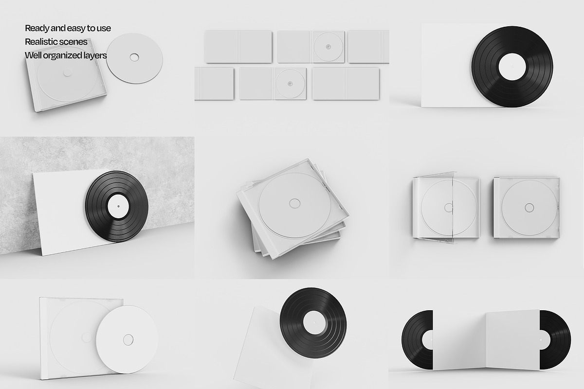 CD & Vinyl Case Mockup Set, a Merchandise Mockup by Mego-studio (Photo 6 of 12)