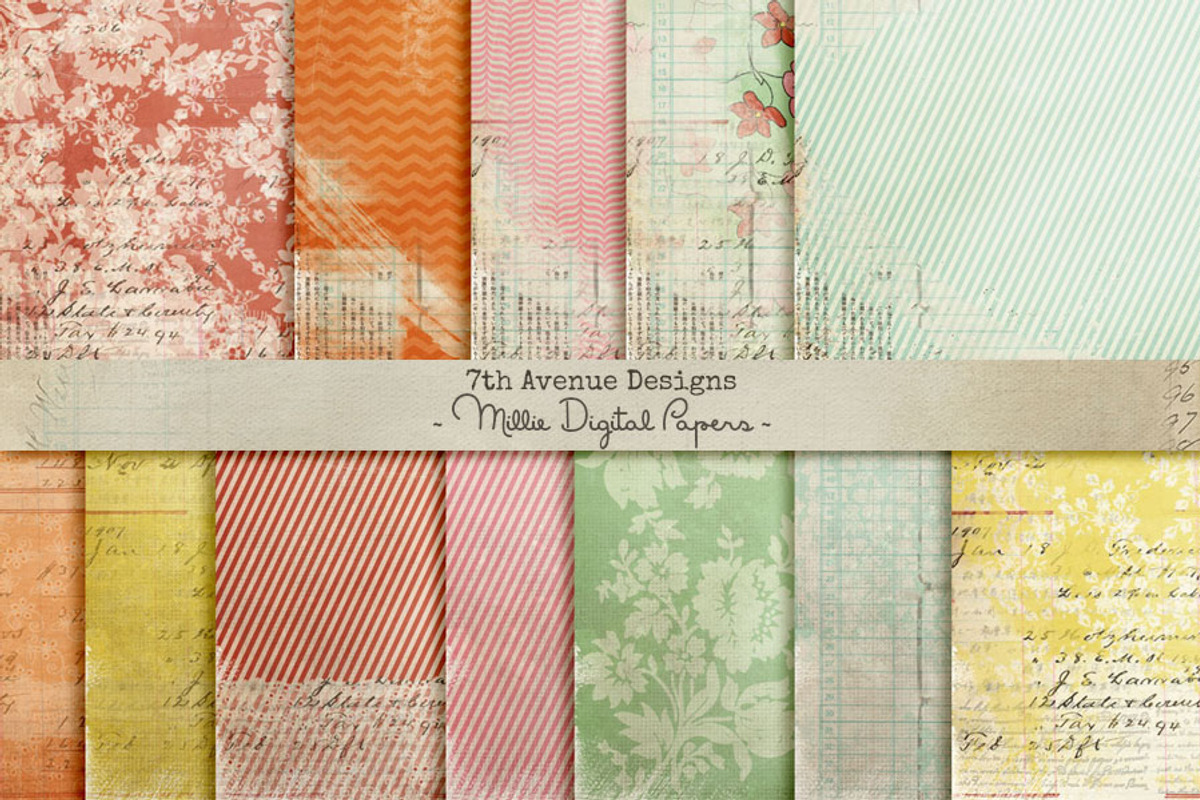 Millie Digital Papers, a Pattern Graphic by 7th Avenue Designs