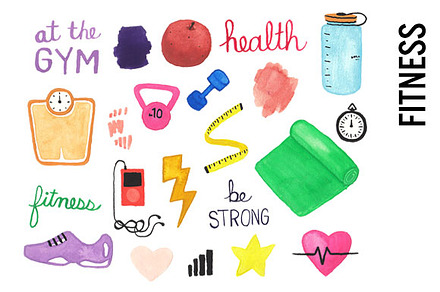 Health Fitness Watercolor Clipart
