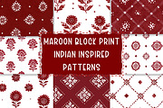 Maroon Block Print Indian Inspired, a Pattern Graphic by Pattern Whimsy (Thumbnail 1 of 6)