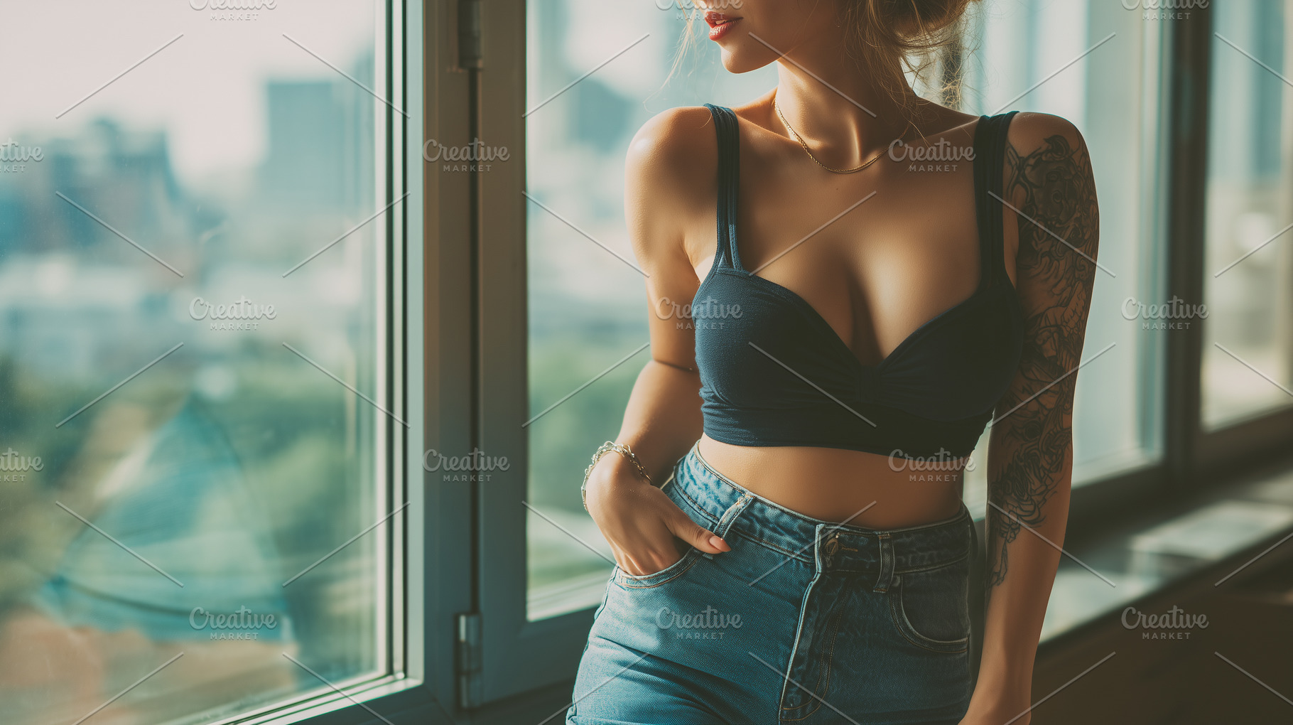 Stylish young woman with a tattoo on, a Person Photo by MistyDay