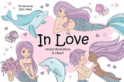 MERMAID IN LOVE, a Decorative Illustration by FARAWAYKINGDOM (Thumbnail 1 of 11)