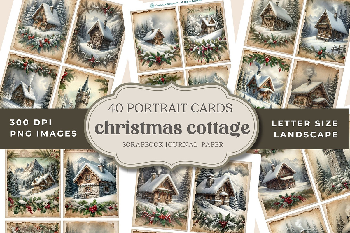 Whimsical Christmas Cottage Cards, a Background Graphic by Traveling Designer (Photo 1 of 3)