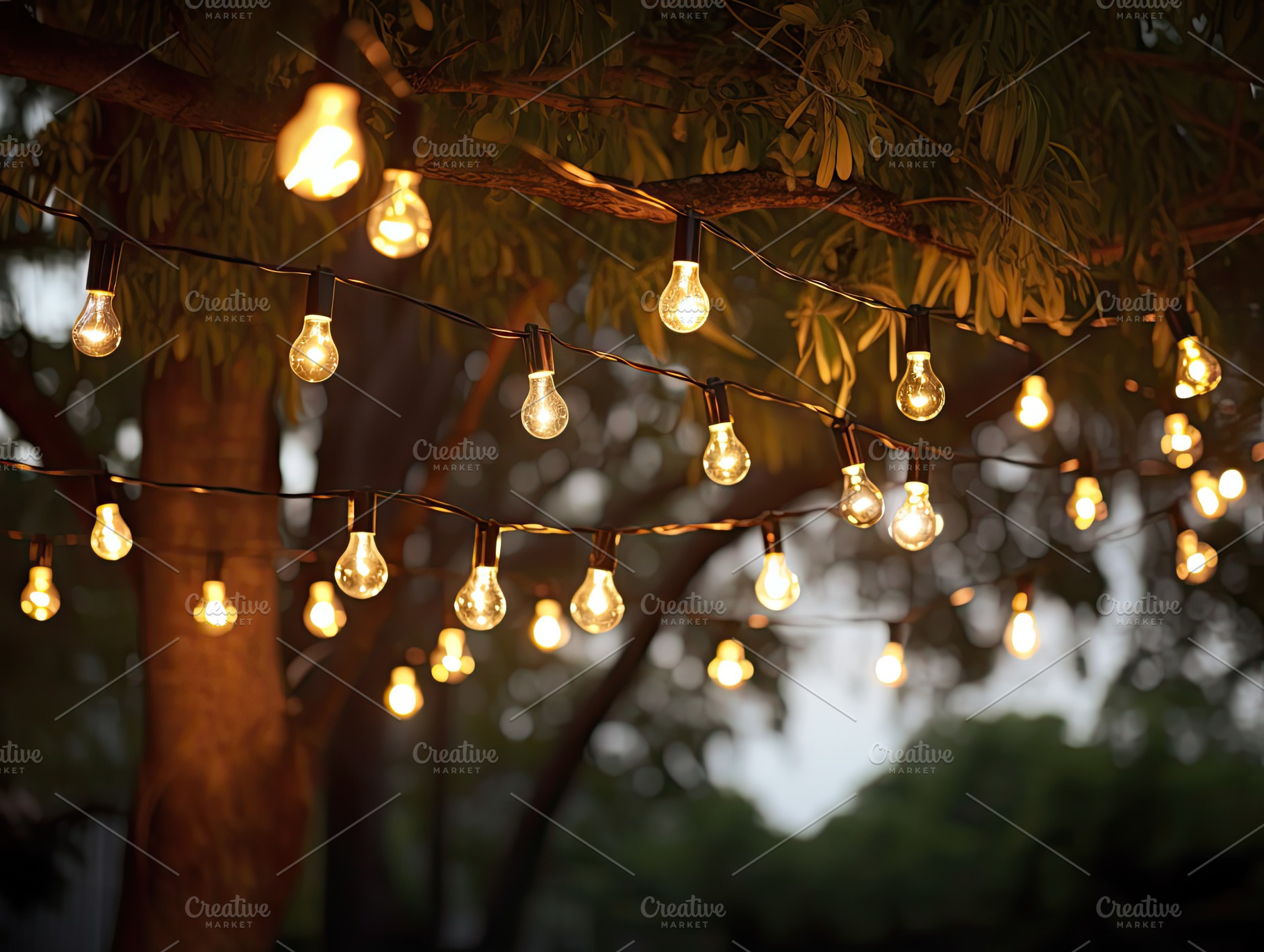 Charming Night Scene with Hanging St, a Photo by SaroStock