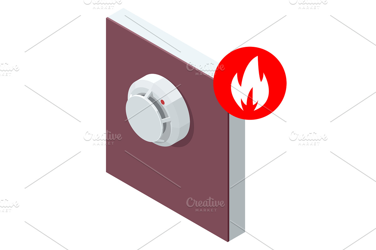 Smart Home Smoke Detector. Isometric, a Technology Illustration by Golden Sikorka