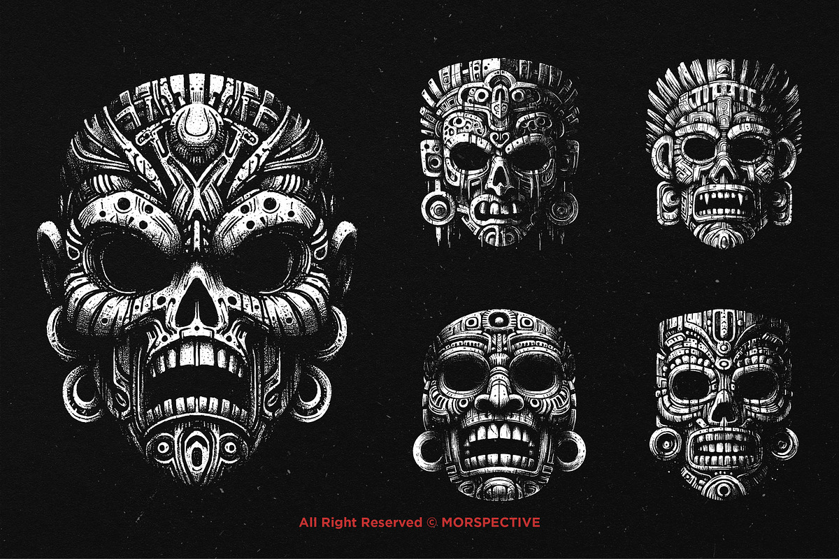 10 Bundle Dark Art Tribal Mask, an Illustration by Morspective (Photo 3 of 7)