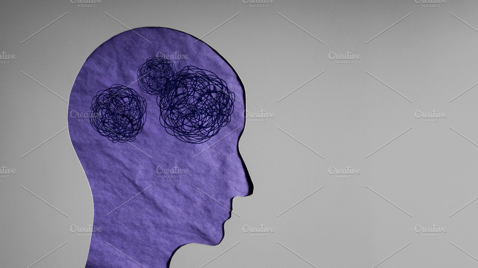 Mind, Mental Health Concepts. Negative Mindset, Messy Line insid, a Photo by salmon.black