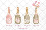 Floral Champagne Clipart, a Decorative Illustration by greywalnutstudio (Thumbnail 4 of 5)