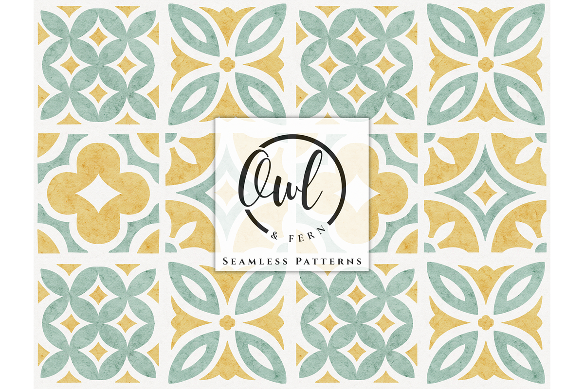 Sunlit Sage Mosaic Seamless Pattern, a Pattern Graphic by OwlAndFern (Photo 1 of 15)