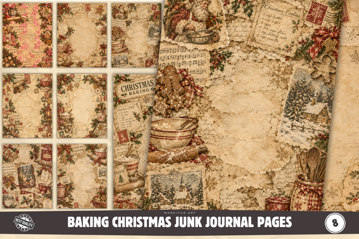Baking Christmas Junk Journal Pages, a Background Graphic by Markicha Art (Photo 1 of 5)
