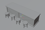 3D Wooden Tavern Bar Counter, a Furniture 3D Model by Dudukbersama (Thumbnail 2 of 2)