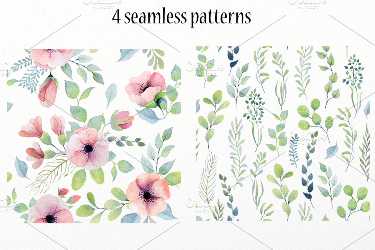 Watercolor floral design elements, an Illustration by rosypatterns (Photo 6 of 10)