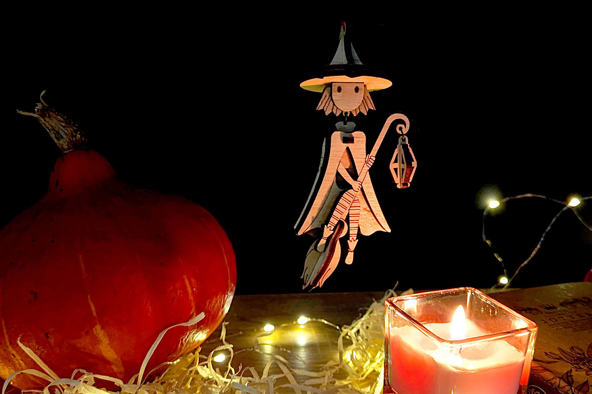 Halloween Witch Ornament - Laser Cut, an Object Graphic by VectorPainter (Photo 4 of 19)