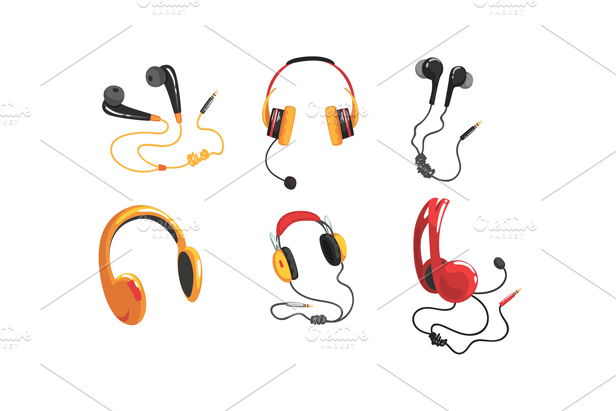 Various Types of Headphones and, an Object Illustration by TopVectors