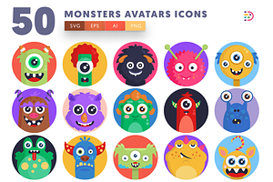 50 Monsters Avatars Icons