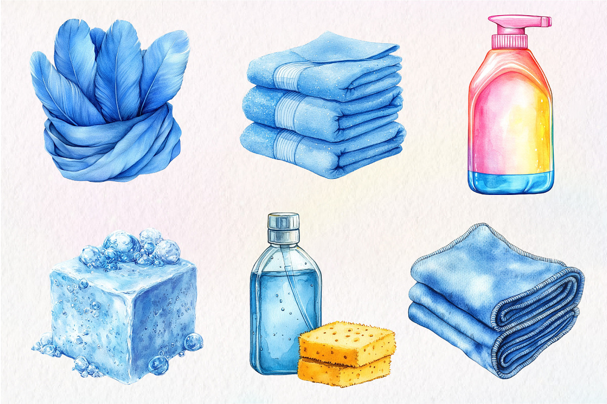Pastel Blue Cleaning Clipart, an Illustration by Dream Creation (Photo 5 of 6)