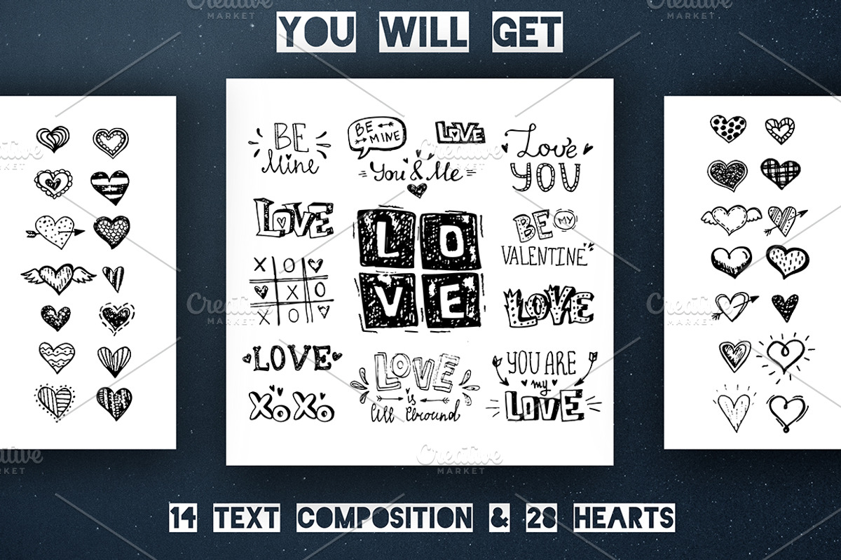Grunge Love. Valentine's Set, a Texture Illustration by Trapezoid (Photo 5 of 8)